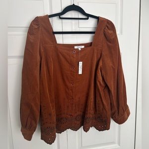 NWT Madewell Corduroy Square Neck Top Size XL
